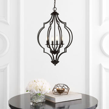 Selema 19" Iron Adjustable Ogee Lantern LED Pendant - JONATHAN Y